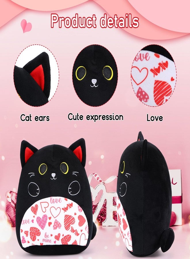 refavor Valentines Cat Stuffed Animal - 8 Inch Black Cat Plush Cute Stuffed Animals Gift, Plush Pillow Valentines Stuffed Animals for Kids Friends Lover - Image 2